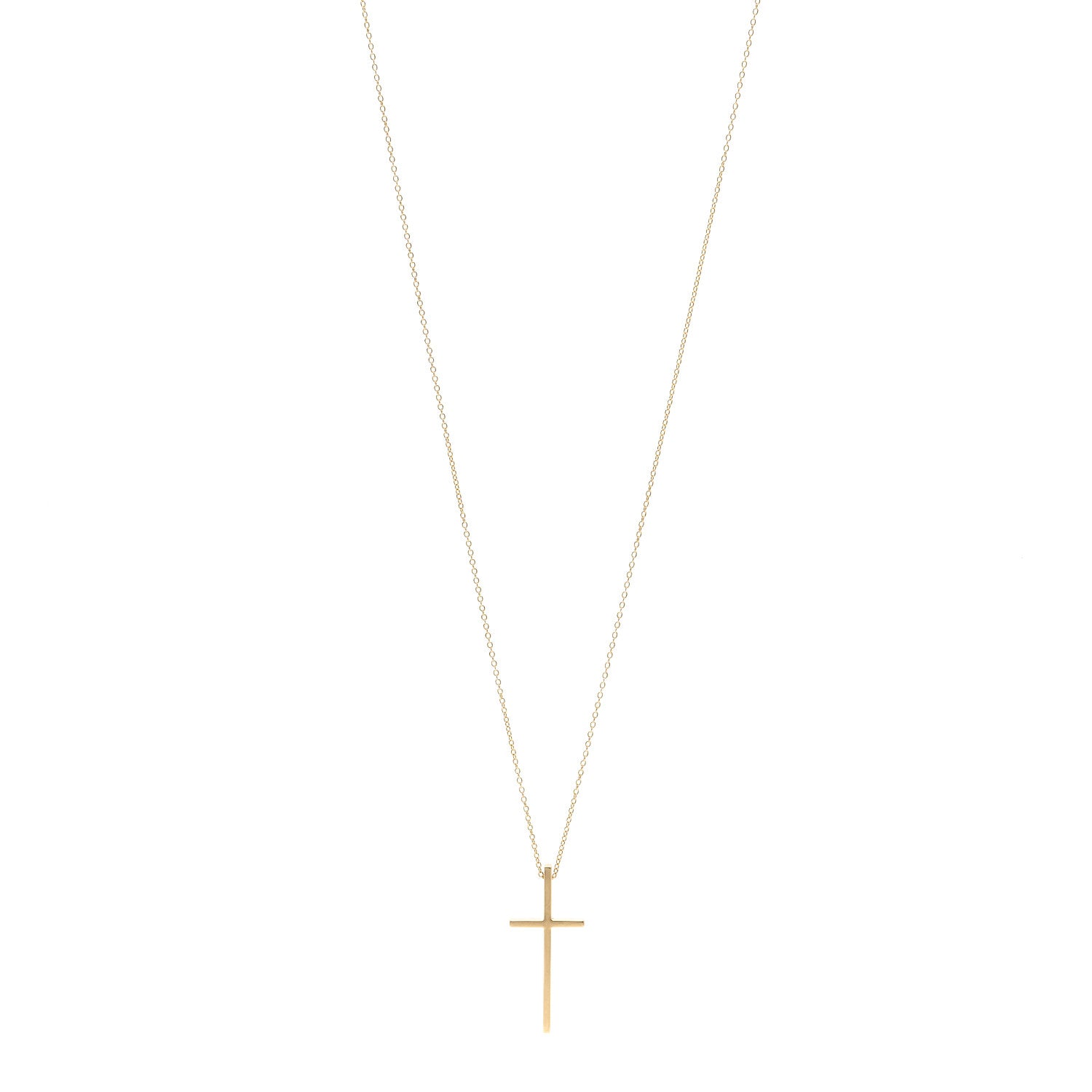 Tiffany 18K Yellow Gold Metro Cross Pendant Necklace 1 of 5