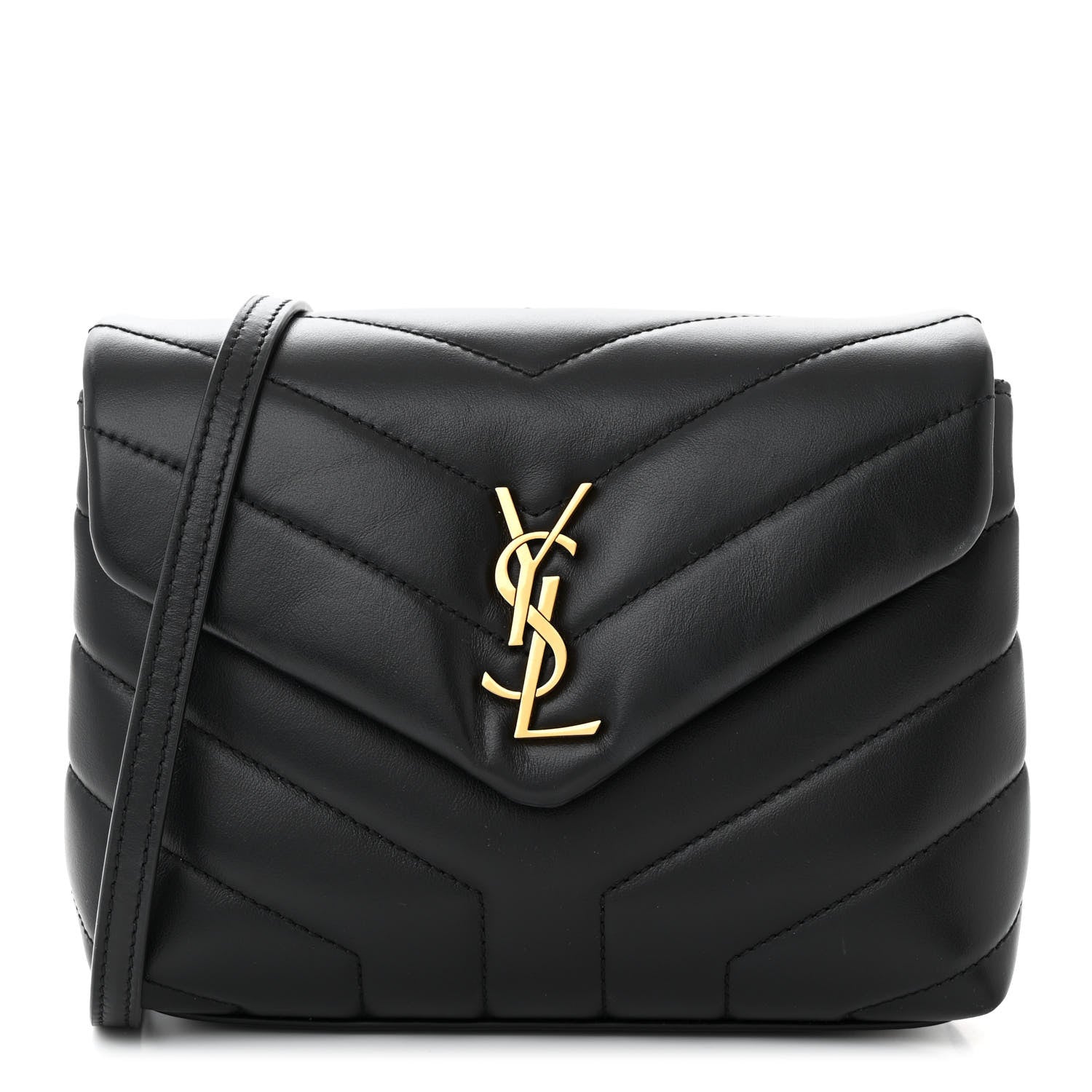Saint Laurent Calfskin Y Quilted Monogram Toy Loulou Crossbody Bag Black 1 of 11