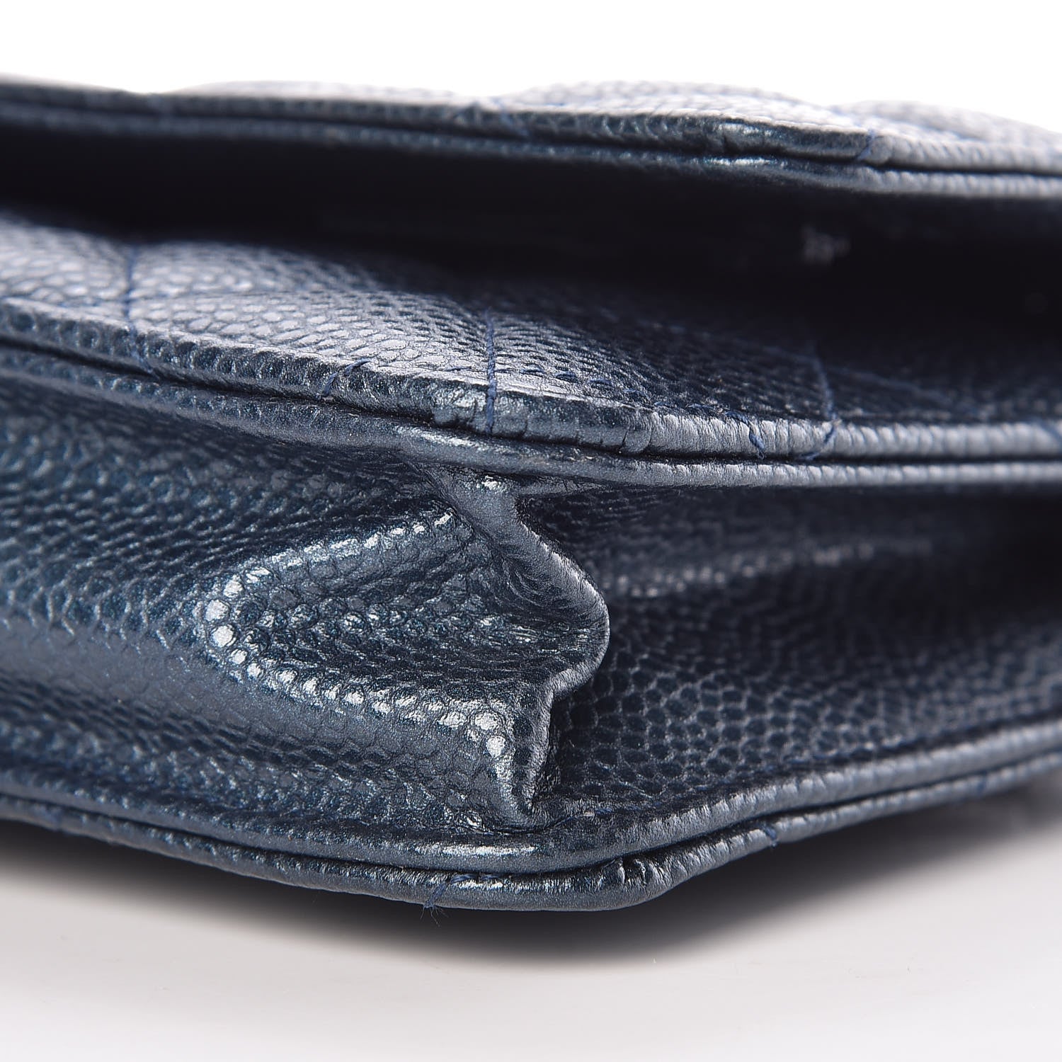 Chanel Iridescent Caviar Quilted Wallet On Chain WOC Dark Blue 8 of 10