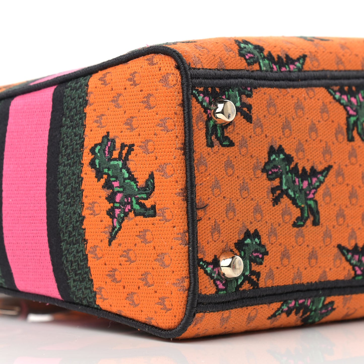 Canvas Embroidered Dino Medium Lady D-Lite Orange Multicolor