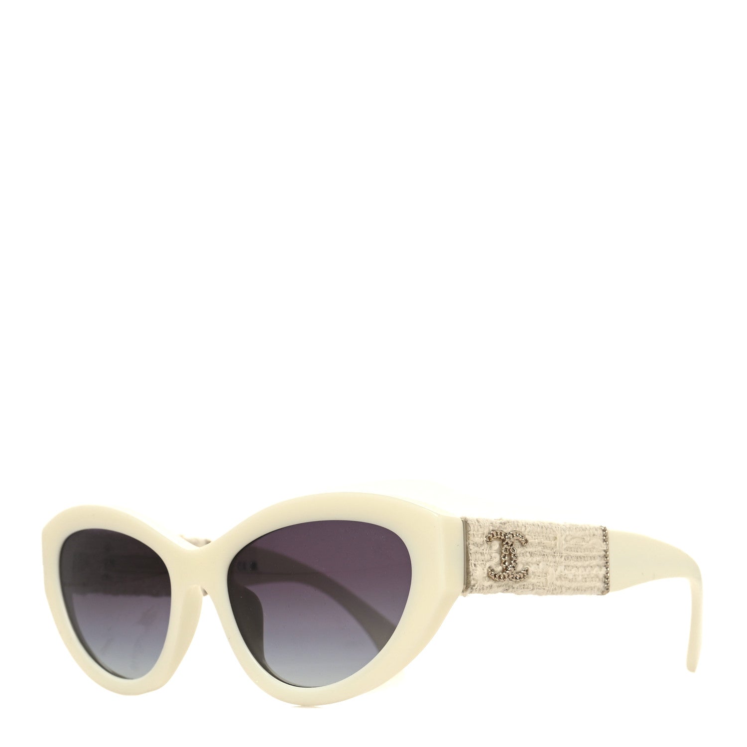 Chanel Acetate Tweed Wool CC Chain Sunglasses 5513-A White 1 of 9