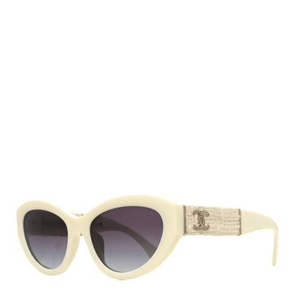 Chanel Acetate Tweed Wool CC Chain Sunglasses 5513-A White 1 of 9