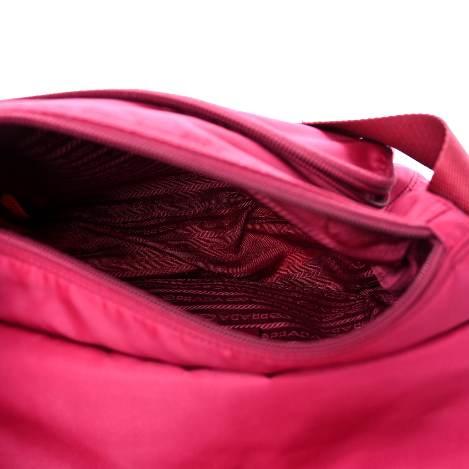 Prada Tessuto Nylon Saffiano Messenger Bag Fuxia 5 of 15