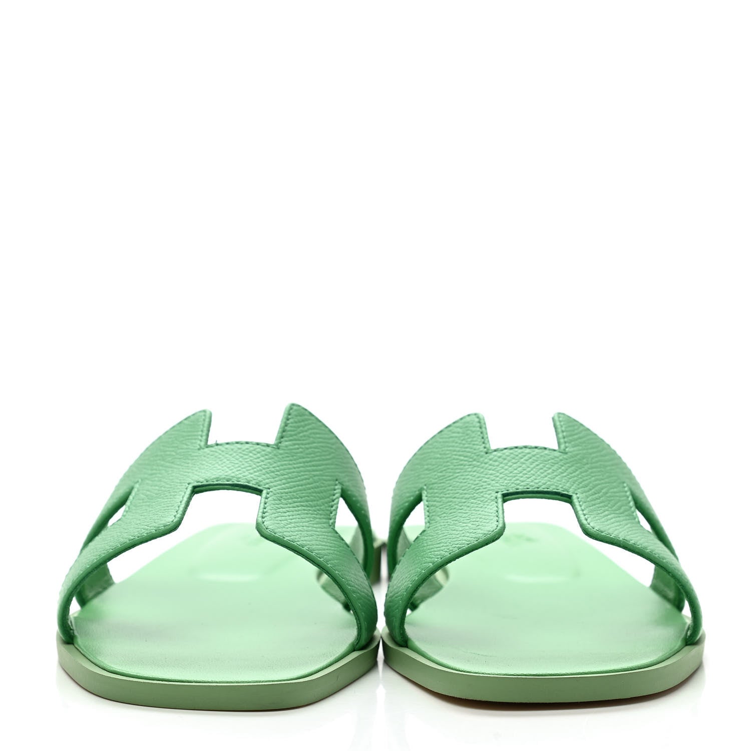 Hermes Epsom Oran Sandals 37 Vert Pomme 2 of 9
