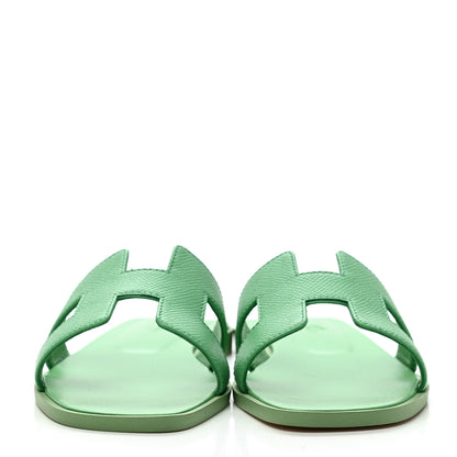 Hermes Epsom Oran Sandals 37 Vert Pomme 2 of 9