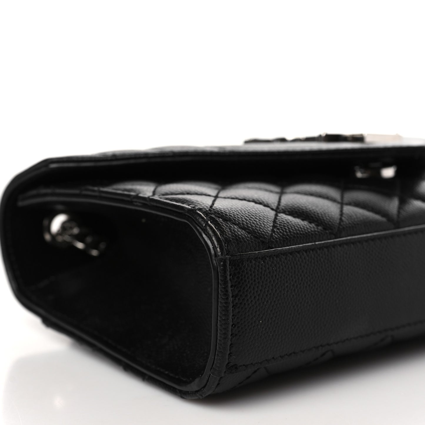 Grain De Poudre Textured Mixed Matelasse Triquilt Small Monogram Satchel Black