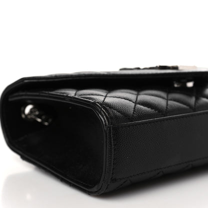 Saint Laurent Grain De Poudre Textured Mixed Matelasse Triquilt Small Monogram Satchel Black 7 of 8