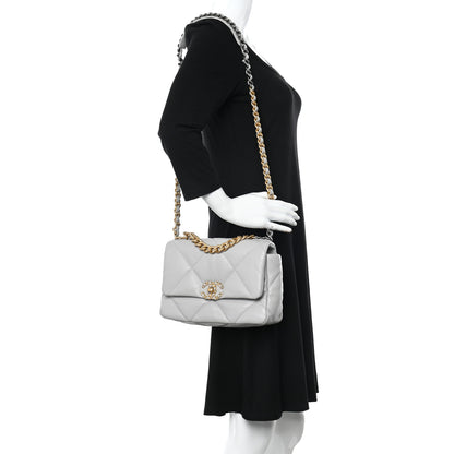 Chanel Lambskin Quilted Medium Chanel 19 Flap Grey 2 of 10