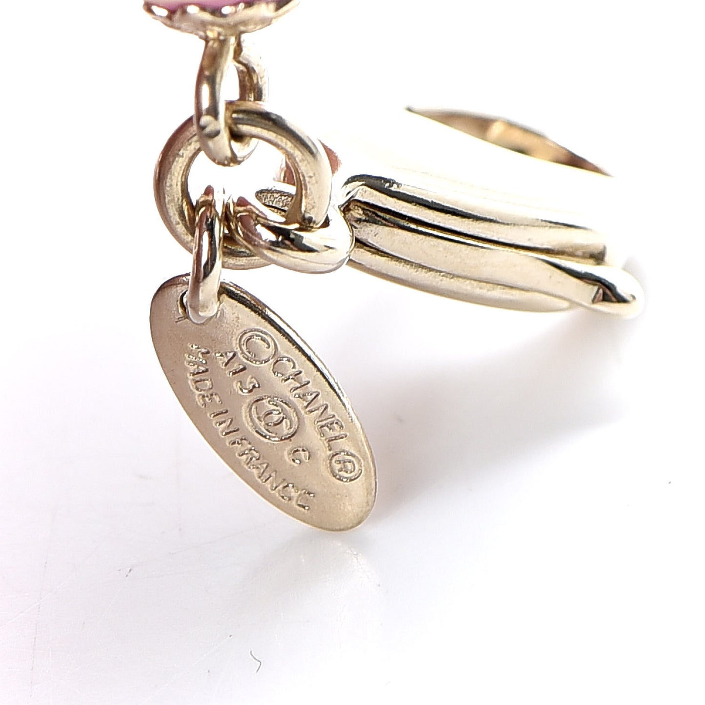 Beaded Crystal CC Bracelet Pink Gold