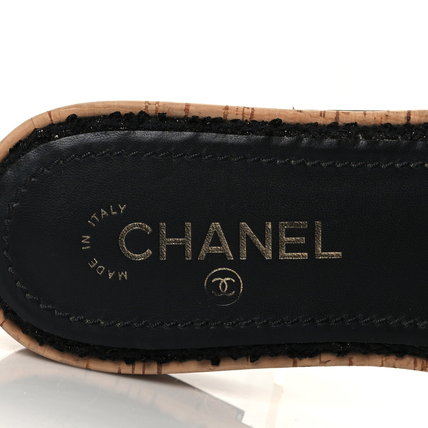 Chanel Tweed Cork CC Chain Mule Sandal 39 Black 7 of 9
