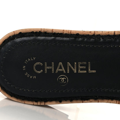 Chanel Tweed Cork CC Chain Mule Sandal 39 Black 7 of 9