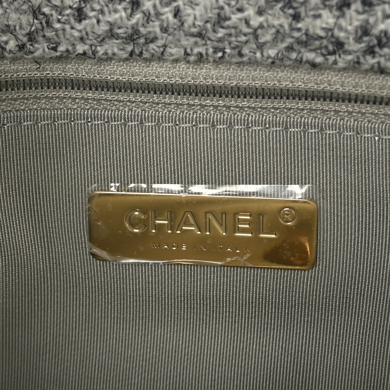 Chanel Tweed Quilted Medium Chanel 19 Flap Grey Ecru 7 of 9