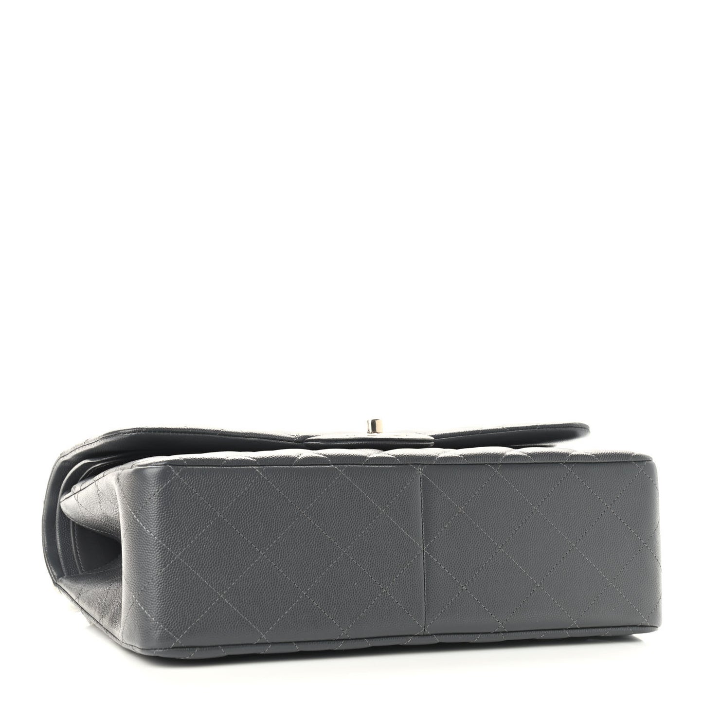 Caviar Quilted Jumbo Double Flap Dark Grey