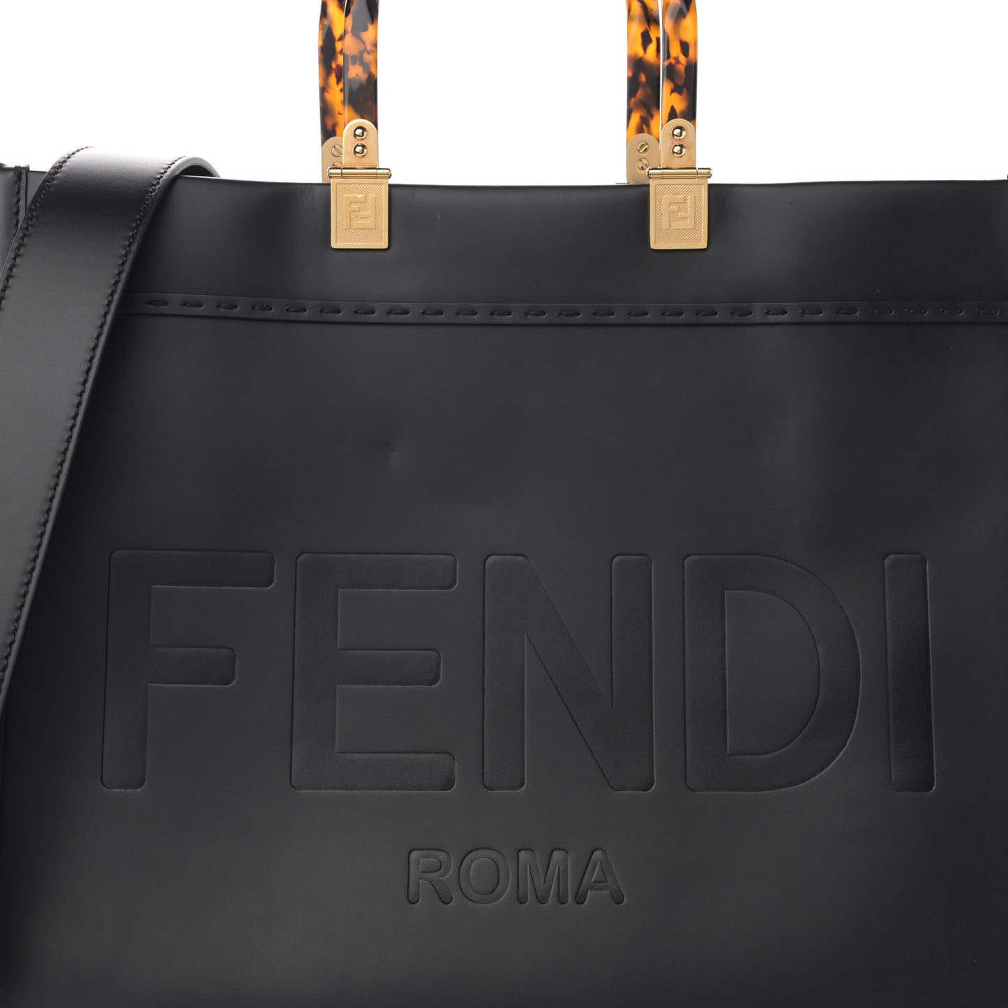 Vitello King Plexiglass Medium Fendi Sunshine Shopper Tote Black
