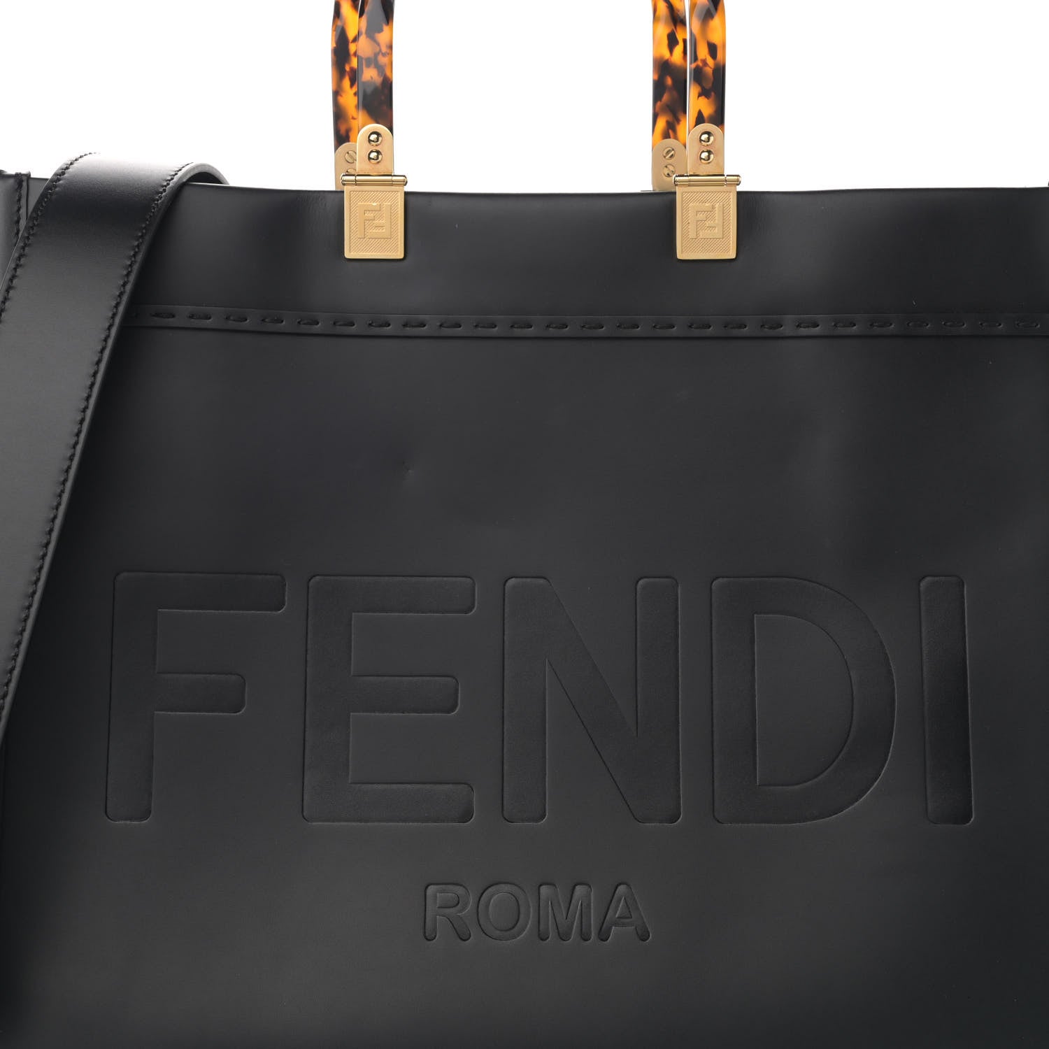 Fendi Vitello King Plexiglass Medium Fendi Sunshine Shopper Tote Black 9 of 13