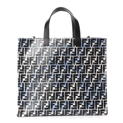 Fendi X JOSHUA VIDES Coated Canvas FF Cloudy Shopping Tote White Celeste Black 1 of 10