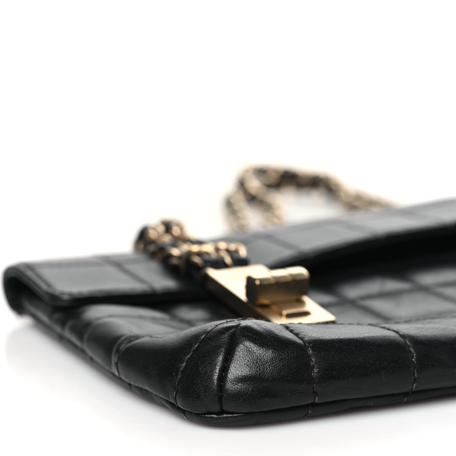 Chanel Lambskin Chocolate Bar Mademoiselle Flap Shoulder Bag Black 9 of 10