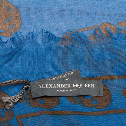Alexander McQueen Modal Silk Skull Scarf Blue 5 of 7