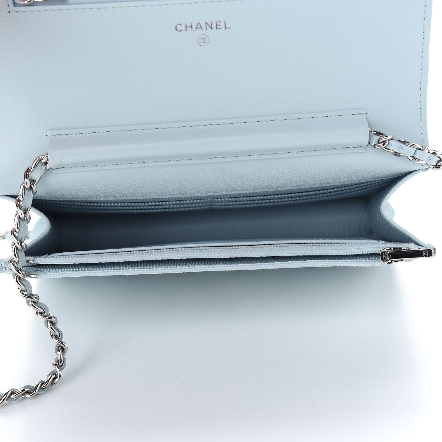 Chanel Caviar Quilted Wallet On Chain WOC Light Blue 5 of 10