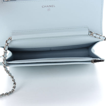 Chanel Caviar Quilted Wallet On Chain WOC Light Blue 5 of 10