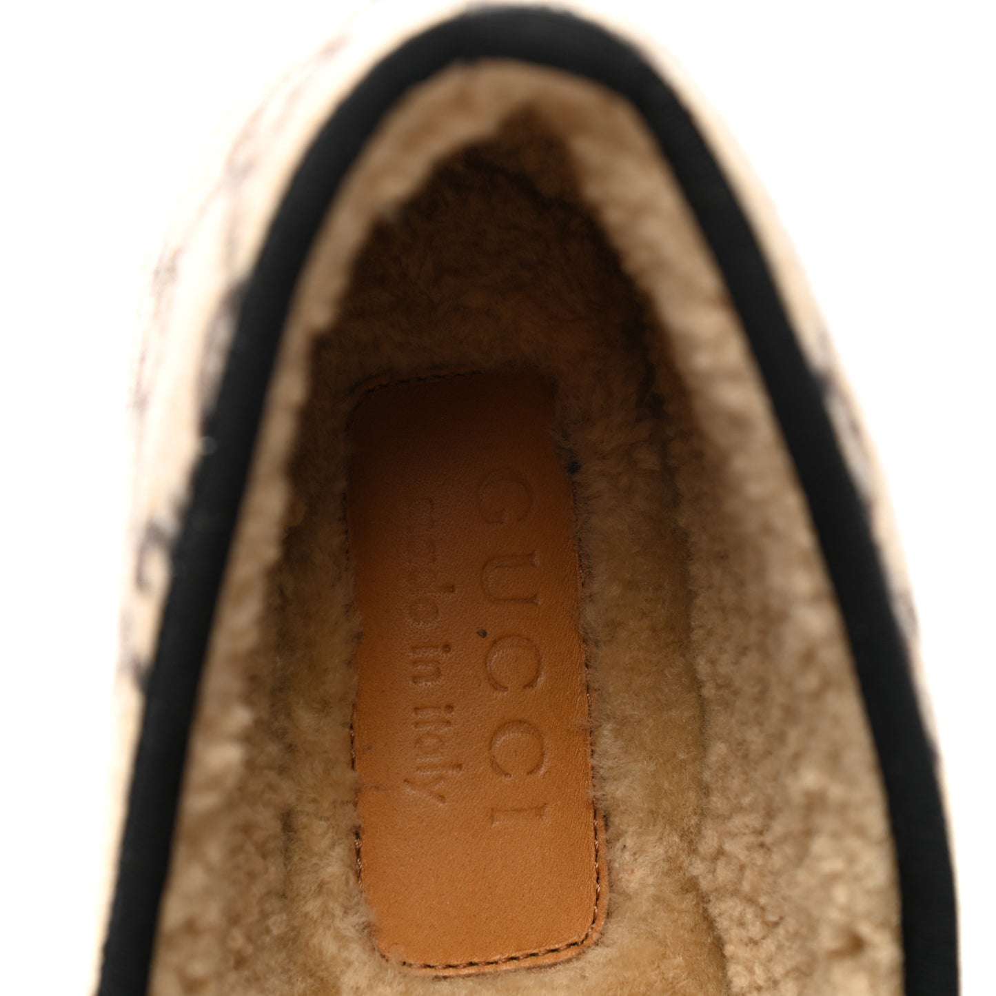Covered Wool GG Monogram Mens Fria Horsebit Loafers 10 Beige Ebony Black Butterscotch