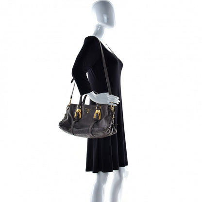 Prada Soft Calf Shopping Satchel Bag Bambu 2 of 27