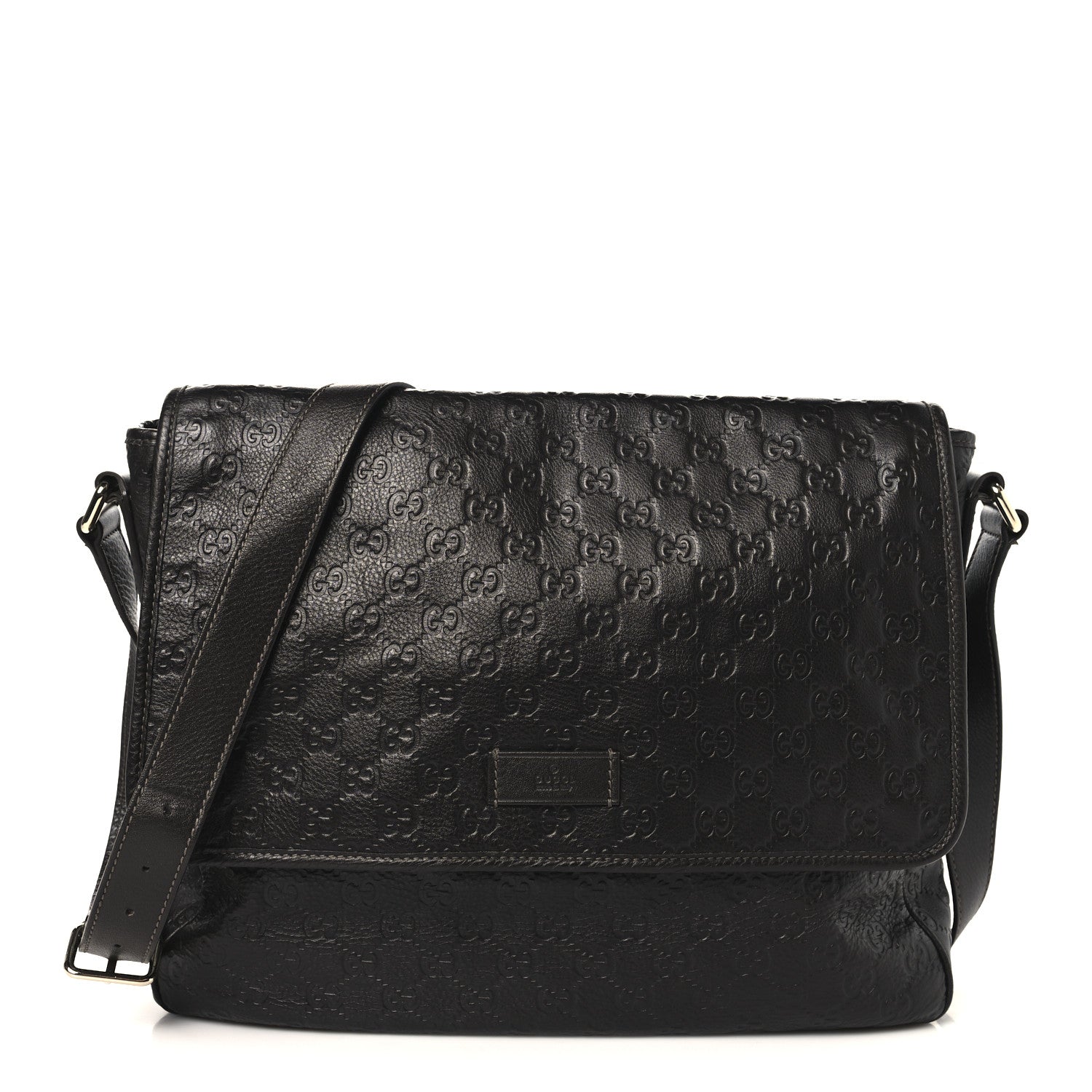 Gucci Guccissima Medium Flap Messenger Bag Chocolate 1 of 14