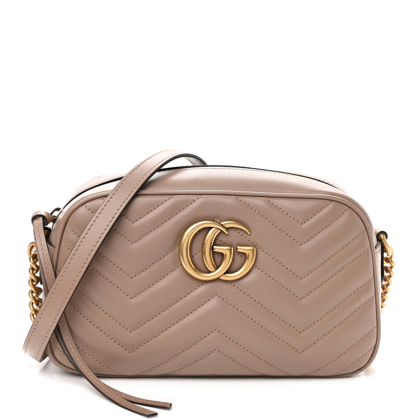 Calfskin Matelasse Small GG Marmont Chain Shoulder Bag Porcelain Rose
