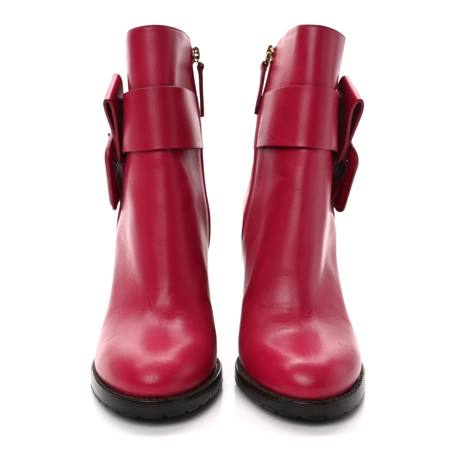 Valentino Garavani Calfskin Buckle Ankle Booties 37 Cyclamin 2 of 8