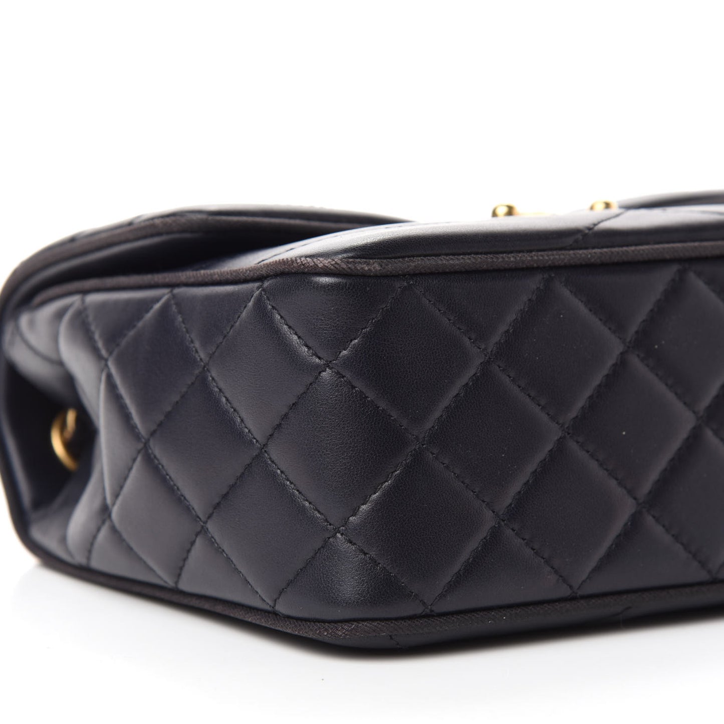 Lambskin Scallop Quilted Mini Pagoda Square Flap Black