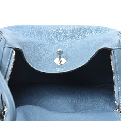 Hermes Taurillon Clemence Lindy 30 Blue Jean 4 of 9