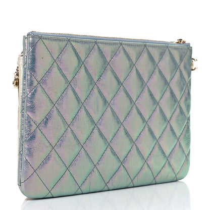 Chanel Iridescent Crumpled Calfskin Trio Cosmetic Case Blue Pink Ivory 3 of 13