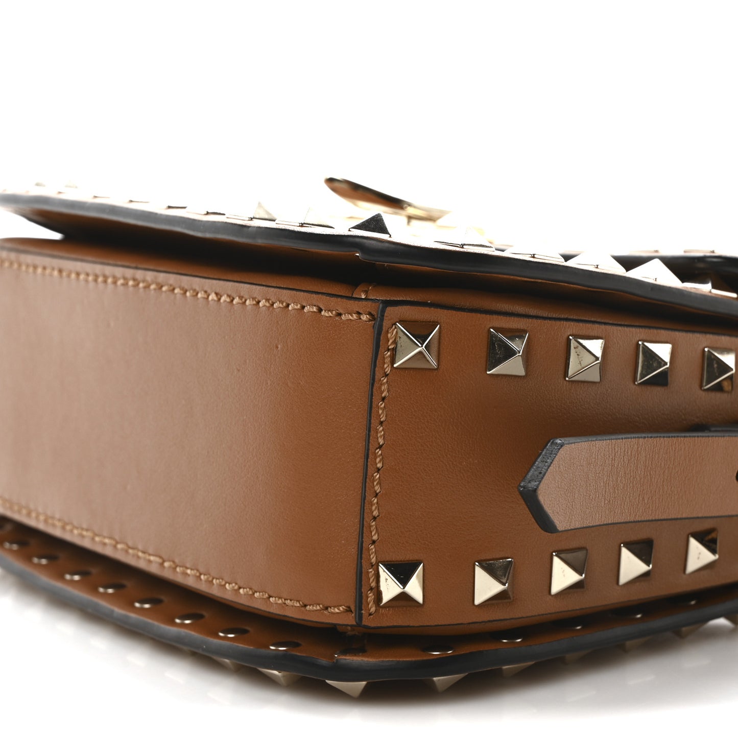 Vitello Mini Rockstud Flip Lock Crossbody Bag Light Cuir