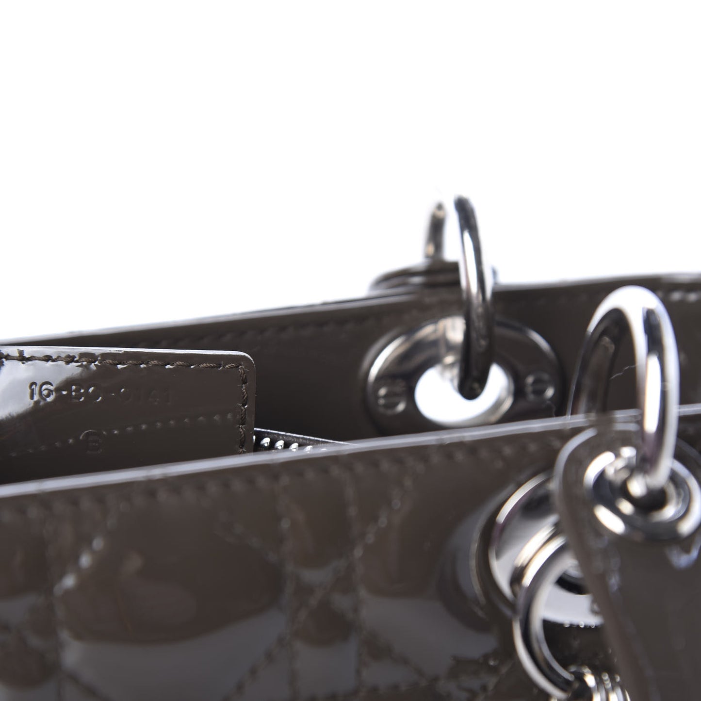 Patent Cannage Medium Lady Dior Dark Brown