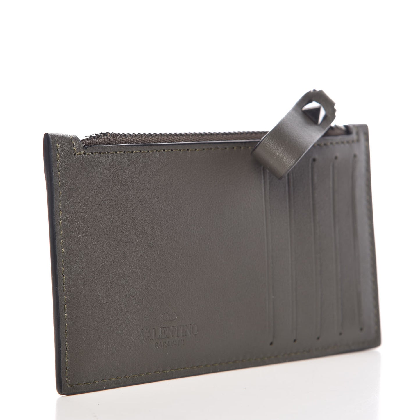Vitello Rockstud Coin Case Card Holder Green