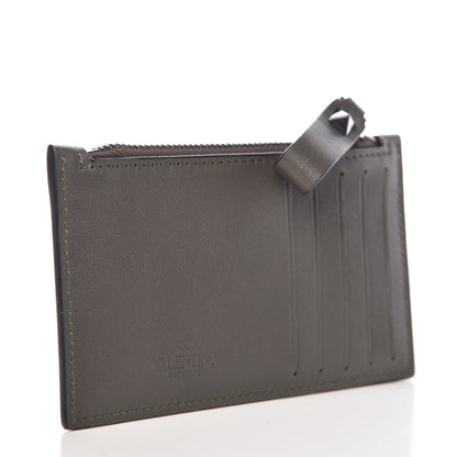 Valentino Garavani Vitello Rockstud Coin Case Card Holder Green 3 of 10