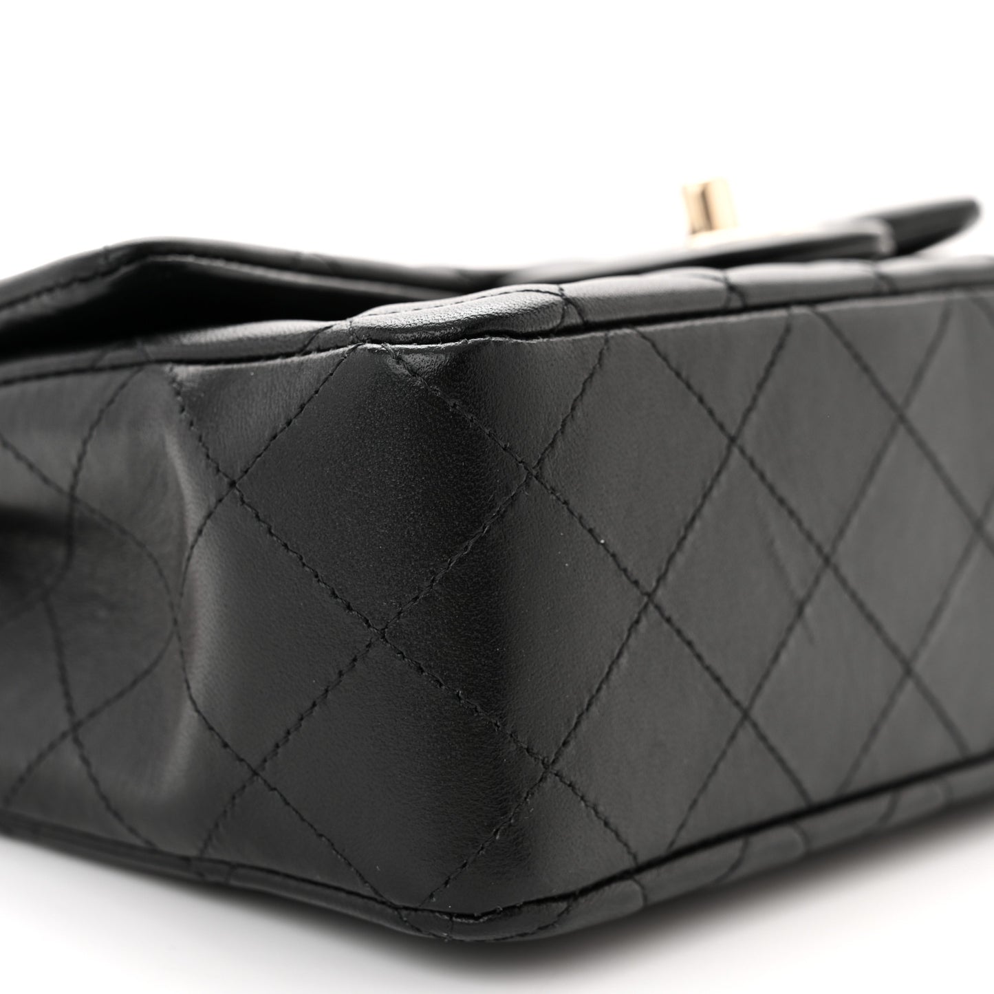 Lambskin Quilted Mini Rectangular Flap Black
