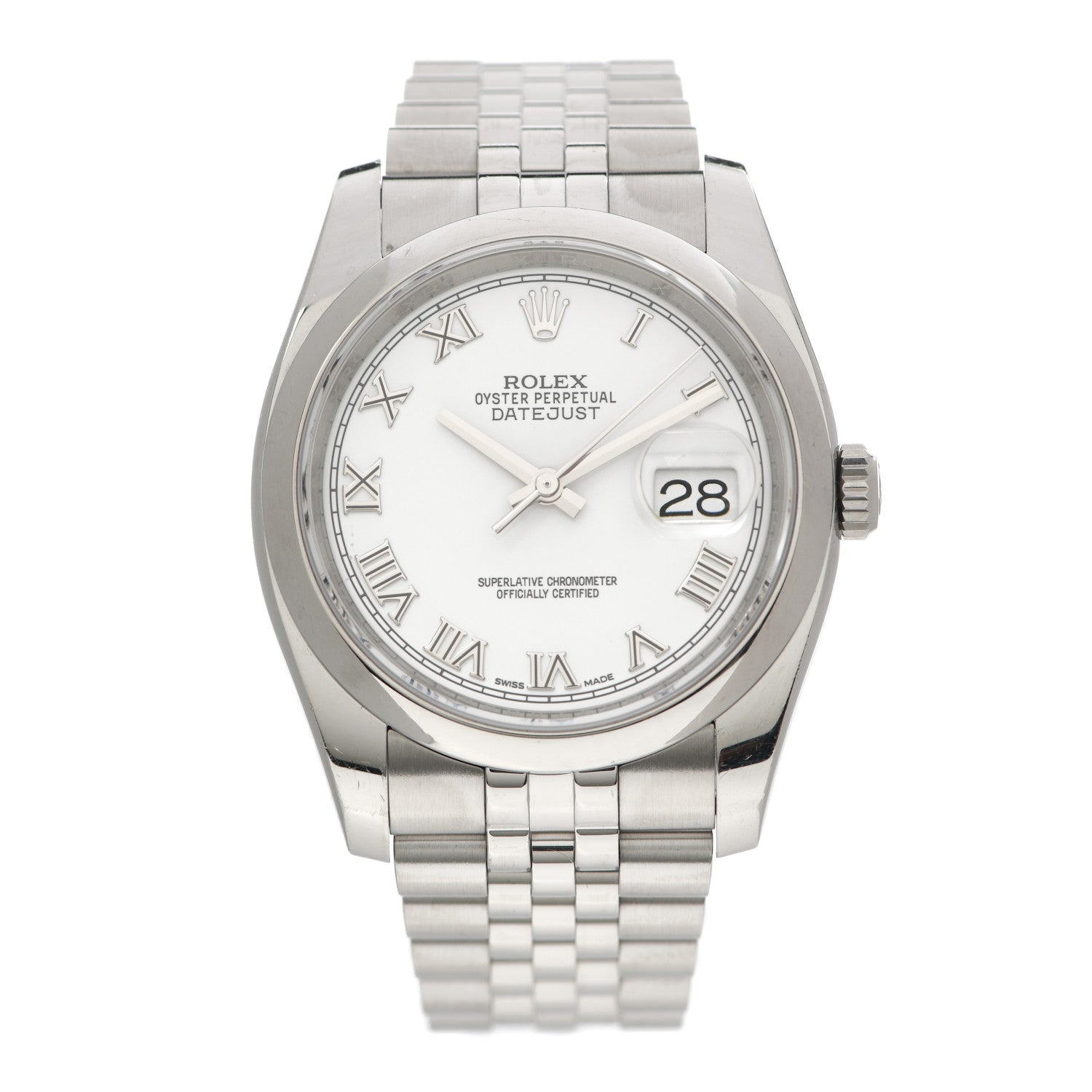 Rolex Stainless Steel 36mm Oyster Perpetual Datejust Watch White Roman 116200 1 of 5