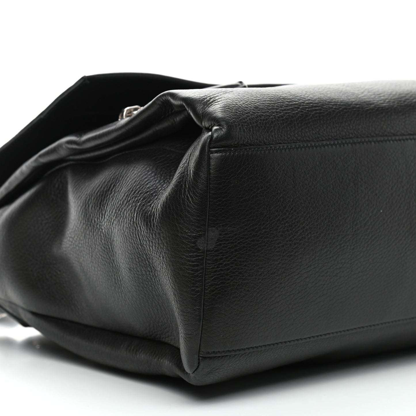 Waxy Grained Calfskin Medium Pandora Pure Flap Bag Black