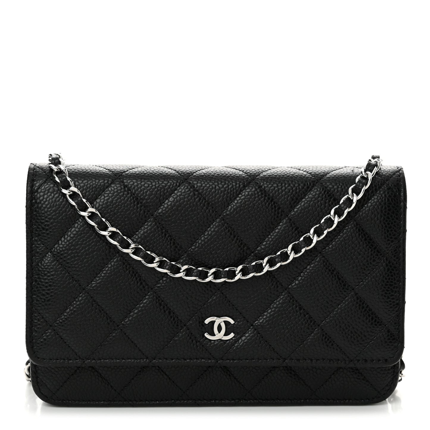 Caviar Quilted Wallet on Chain WOC Black