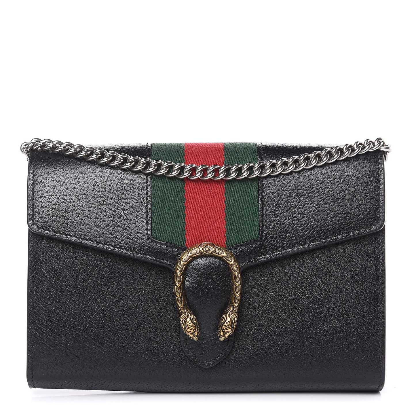 Calfskin Web Mini Dionysus Chain Wallet Black