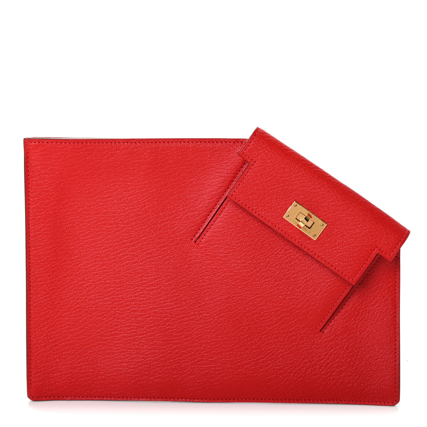 Hermes Chevre Mysore Kelly Pocket To Go Pouch Rouge de Coeur 1 of 4