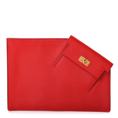 Hermes Chevre Mysore Kelly Pocket To Go Pouch Rouge de Coeur 1 of 4