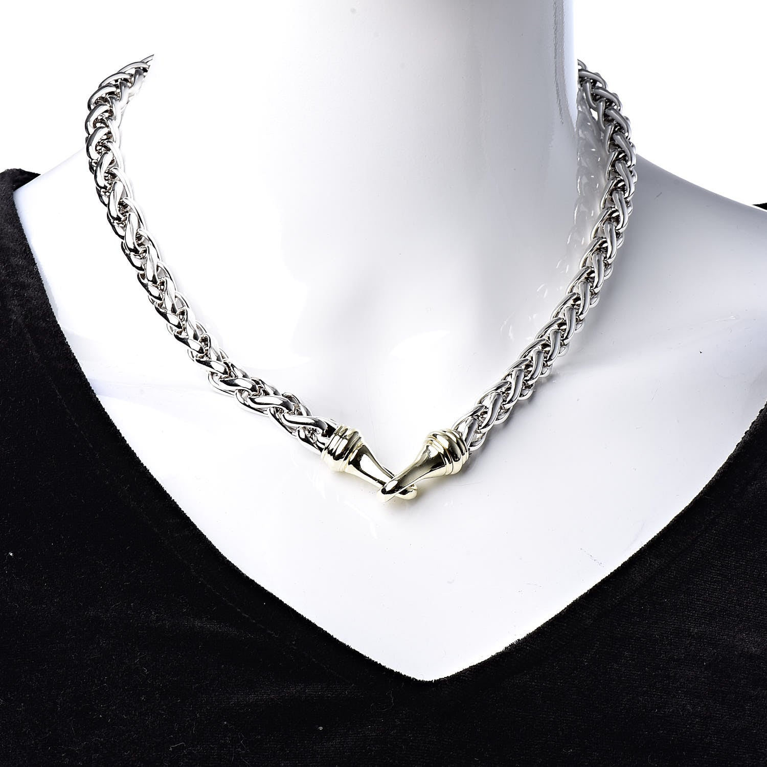 David Yurman Sterling Silver 14K Yellow Gold 8mm Wheat Chain Necklace 2 of 5