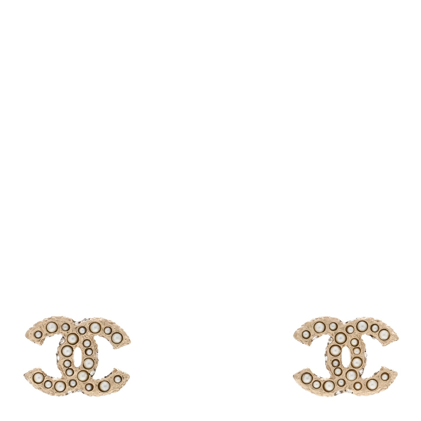 Metal Graduated Pearl Crystal CC Earrings Light Gold
