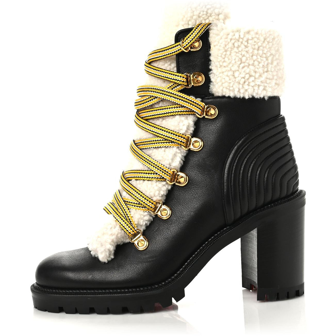 Calfskin Shearling Yetita 70 Hiker Booties 36.5 Black