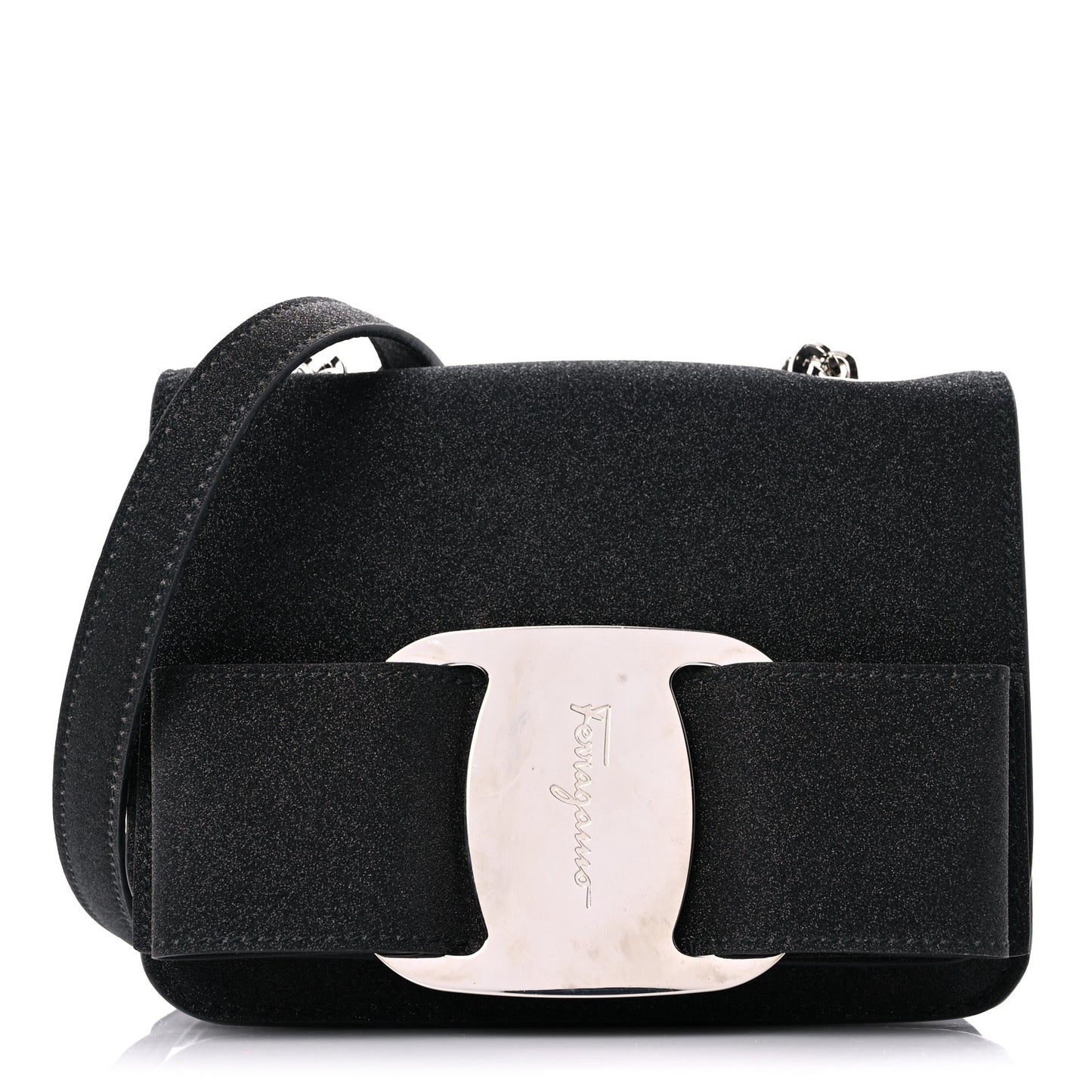 Rainbow Glitter Mini Vara Bow Crossbody Bag Black