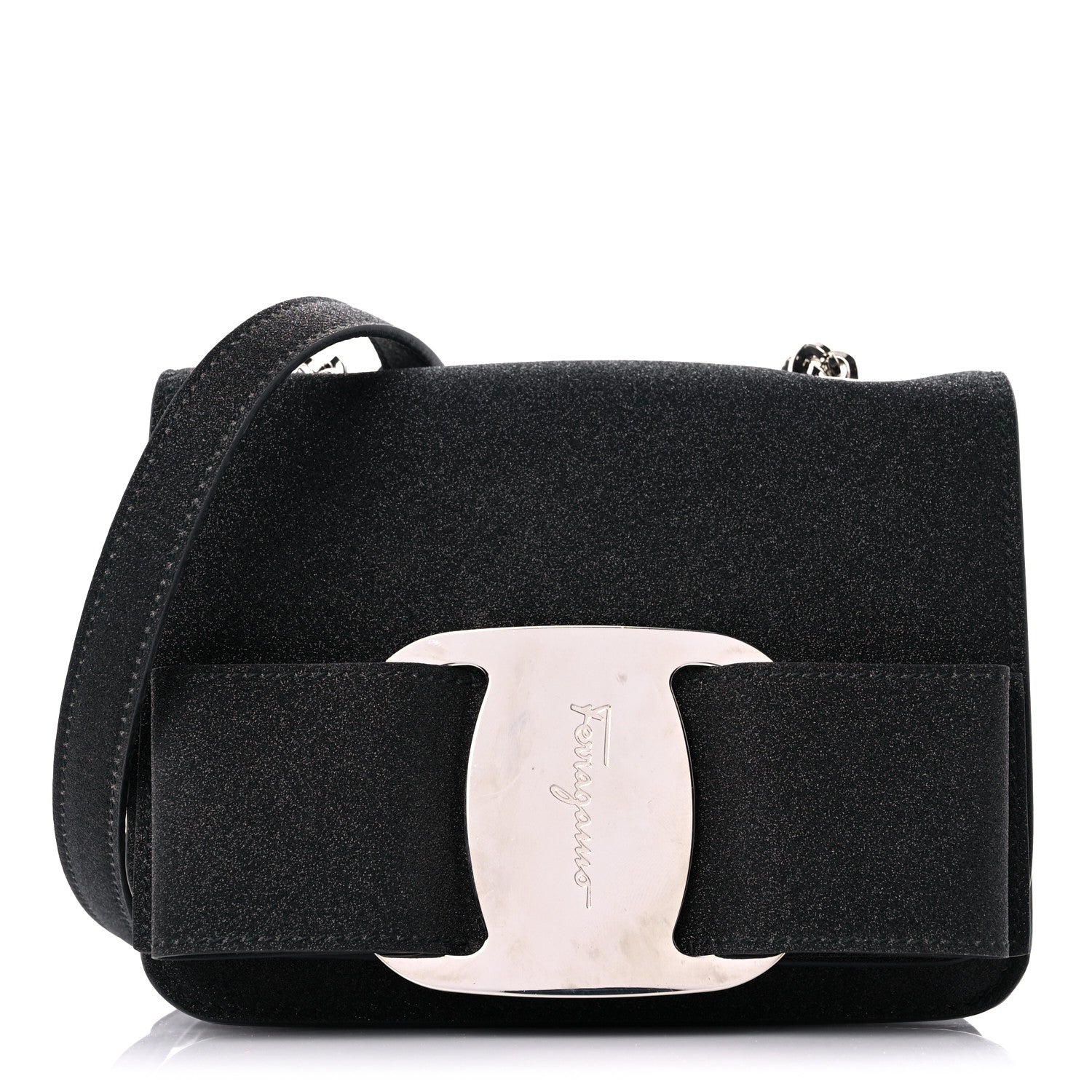 Salvatore Ferragamo Rainbow Glitter Mini Vara Bow Crossbody Bag Black 1 of 11