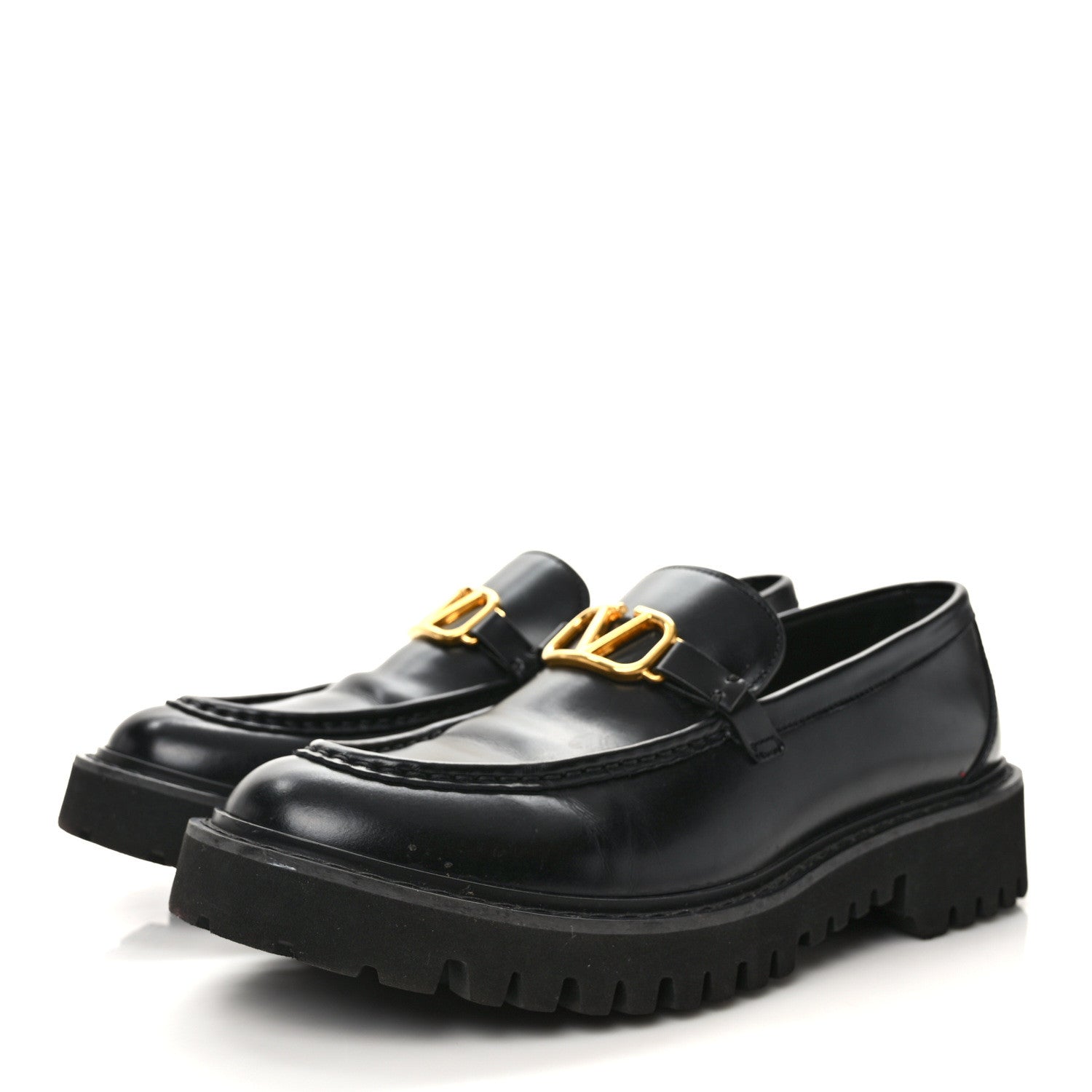 Valentino Garavani Calfskin VLogo Loafers 40.5 Black 3 of 10