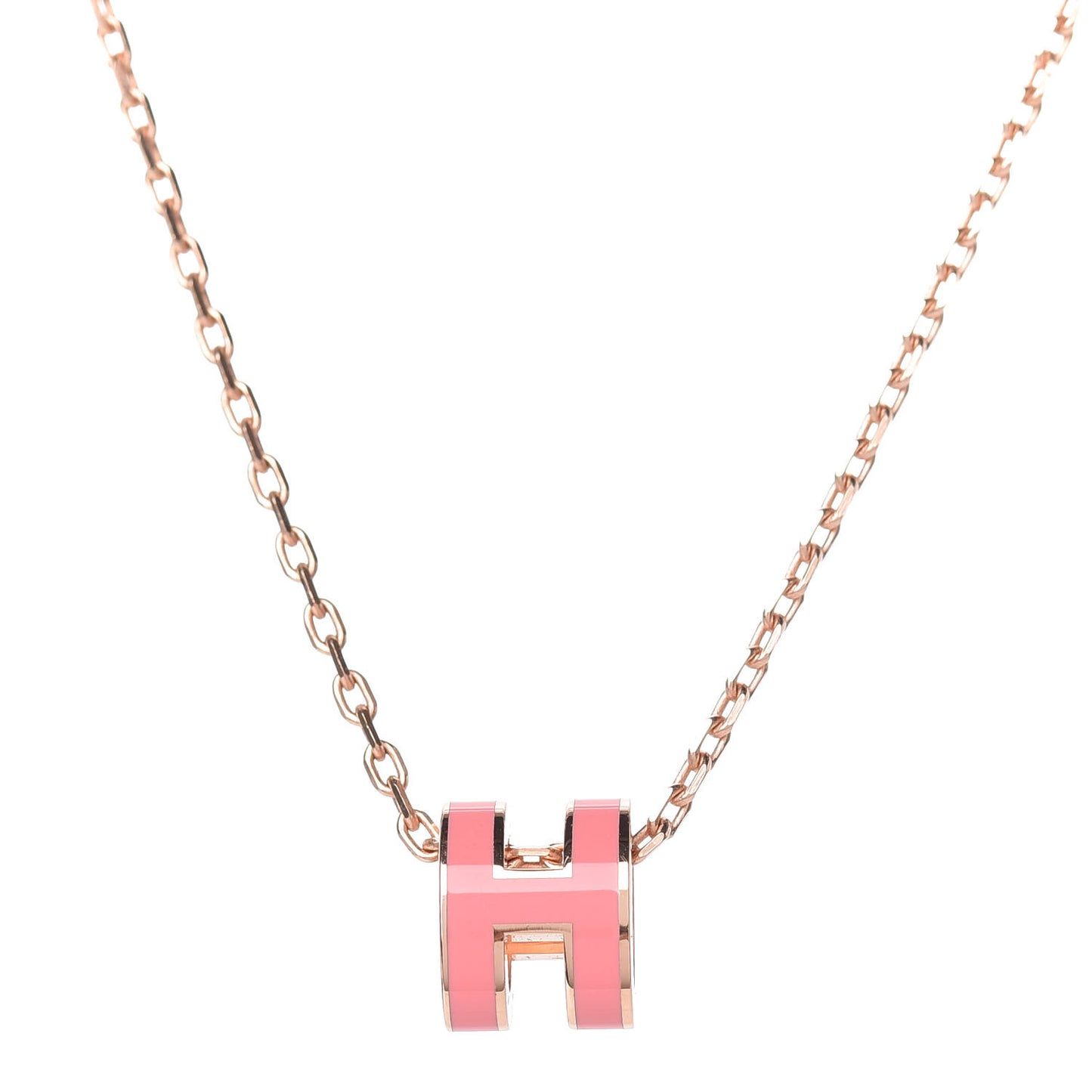 Lacquered Rose Gold Mini Pop H Pendant Necklace Rose Azalee